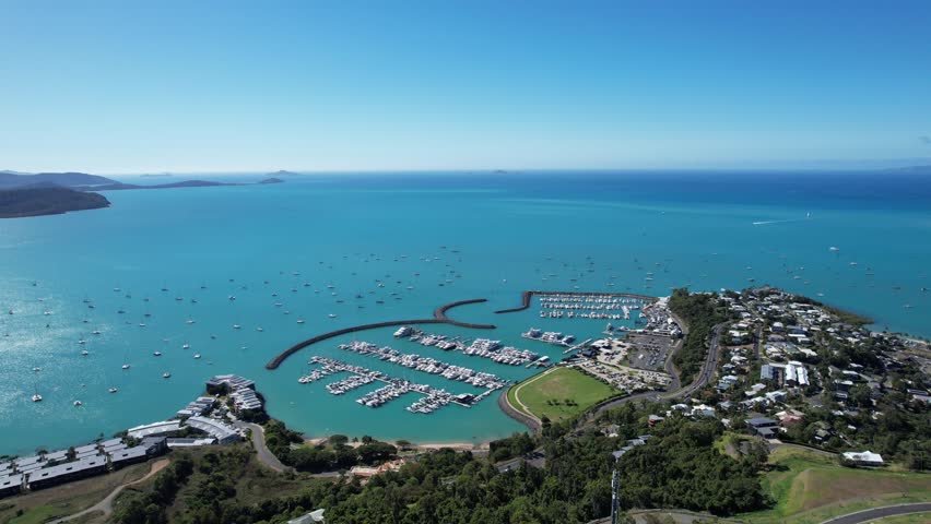 Spectacular cinematic aerial footage of Airlie Beach Whitsundays Queensland Australia
