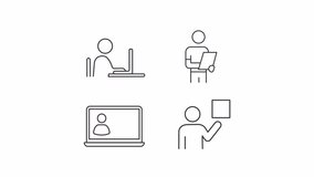 Work process approve animation set. Workflow organization animated line icons. Management, control. Black illustrations on white background. HD video with alpha channel. Motion graphic - Powered by Shutterstock - Get 15% off with code: PIKWIZARD15