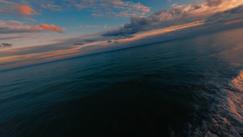 Romantic Sunset Over The Sicily Sea With Waves Crashing On The Shoreline Sunset