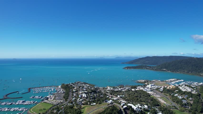 Spectacular cinematic aerial footage of Airlie Beach Whitsundays Queensland Australia