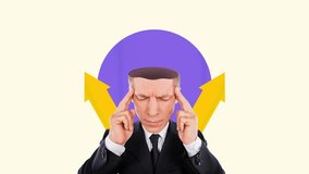 Creative art motion collage video of serious businessman light bulb idea finding development pointer strategy success - Powered by Shutterstock - Get 15% off with code: PIKWIZARD15