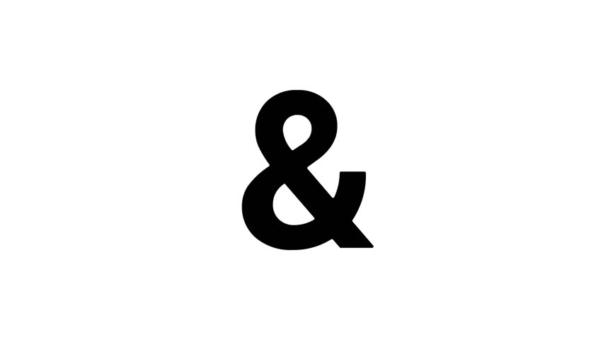 Animation set, ampersand symbol. Animations: transparency, zooms, transition top to down, transition left to right, slide up to down, slide left to right