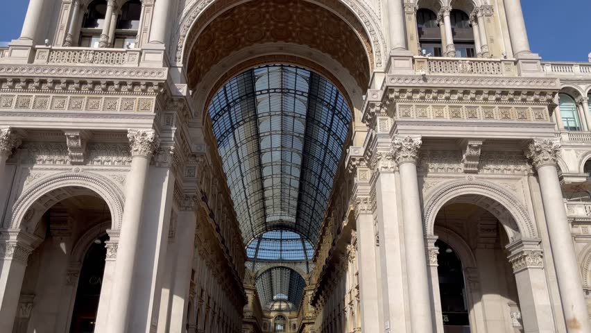 Galleria Vittorio Emanuele II by Doumo Milano in Italy. Major shopping landmark built in XIX century
