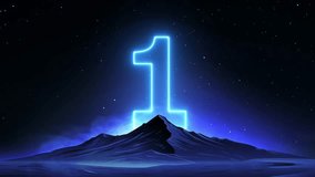 Number One Neon Glow Animation - Futuristic Countdown for Tech Events and Yearly Celebrations - Powered by Shutterstock - Get 15% off with code: PIKWIZARD15