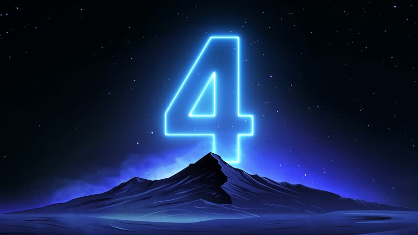 Number Four Neon Glow Animation - Futuristic Countdown for Tech Events and Yearly Celebrations