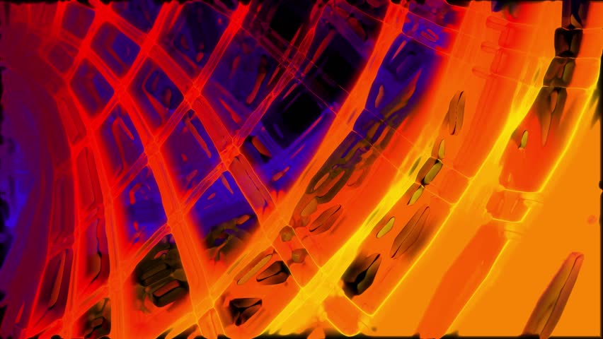 Abstract Glass Aquatic DJ Event Geometric Digital Animation. Magical Fantasy Orange Violet Frozen Glass Particles Element Pattern Texture Motion Graphics VJ Loop Visuals for Event.