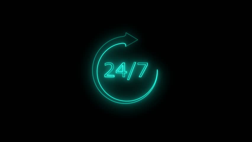 Clock icon isolated on black background Time, clock icon. Time and watch, timer, clock symbol. V_54. Black background.
