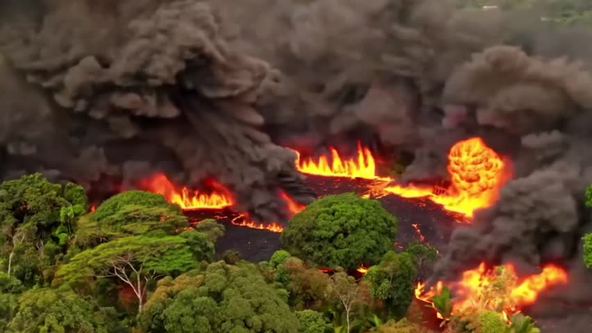 Amazon rain forest in burning in a huge wildfire