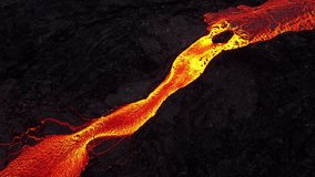 Volcano Eruption in Iceland, Flowing Red Hot Lava River, Incredible Nature Phenomenon, Spectacular Aerial of the Dramatic Litli Hrutur Volcanic Eruption in Reykjanes Peninsula - Powered by Shutterstock - Get 15% off with code: PIKWIZARD15