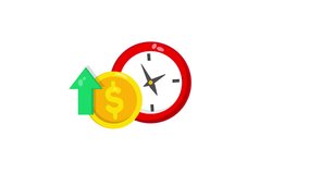 clock with dollar coin up animation. 4K motion animation. - Powered by Shutterstock - Get 15% off with code: PIKWIZARD15