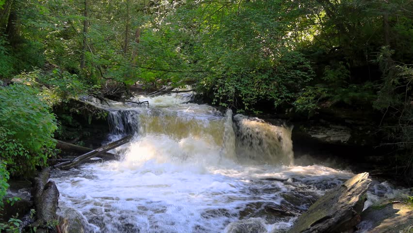 Waterfalls in scenic Ricketts Glen state park, Pennsylvania in summer time