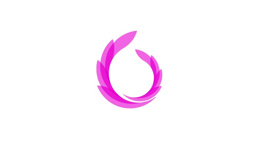 Abstract Pink Petal 3D logo Rotating Animation Forming a Circular Shape on the White Background