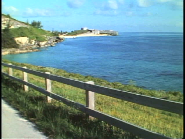 Wide shot, fence, sea, St. Catherine