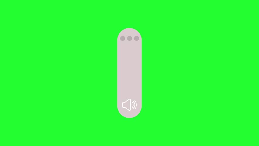 Mobile Volume up Slider bar icon Animation Isolated on green background