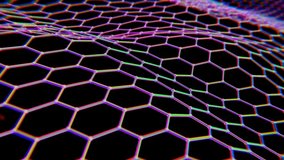 Vibrant Hexagonal Mesh with Rainbow Glitch Effect on Black Background.. - Powered by Shutterstock - Get 15% off with code: PIKWIZARD15