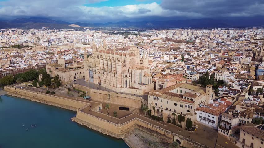 Cathedral in Palma de Mallorca seen from air perspective