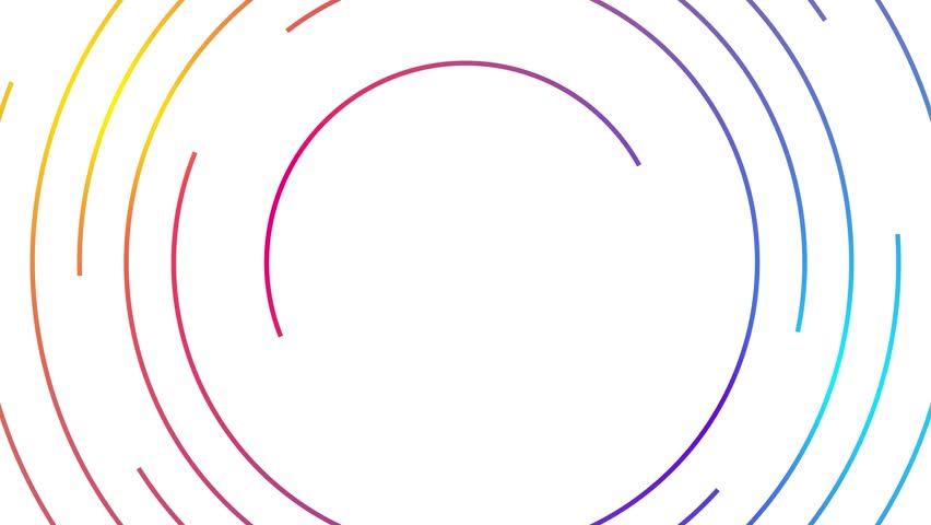 Animated colorful decorative lines is drawn. Circle frame. Linear background with copy space. Looped video. Vector illustration isolated on white background.