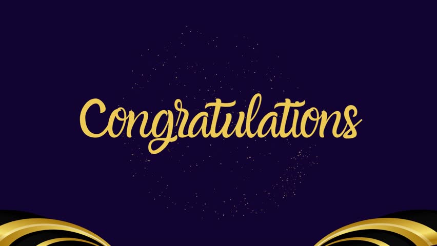 Congratulations. Animated text with garlands and confetti. Congratulations, victory, birthday. Congratulations, particle, transparent background