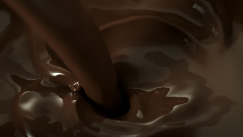 Super Slow Motion Detail Shot of Pouring Melted Chocolate at 1000fps.