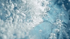 Super Slow Motion Shot of Ice and Air Bubbles in Crystal Clear Water at 1000fps. - Powered by Shutterstock - Get 15% off with code: PIKWIZARD15