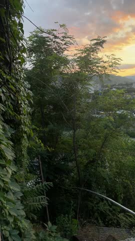 sunset over the river in the mountains