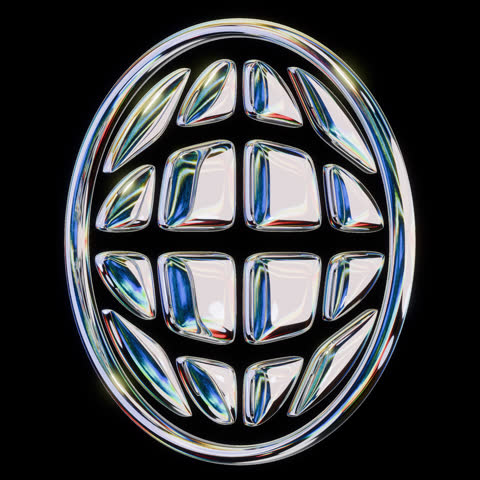 Metallic globe rotating vertically, seamless loop, alpha channel