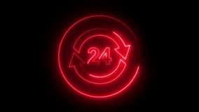 Clock Counting Down 24 Hour Day Fast Speed. Clock with moving arrows. Analog Watch Icon concept animation Neon sign of 24 hours shop 24 hours neon sign on brick wall background - Powered by Shutterstock - Get 15% off with code: PIKWIZARD15