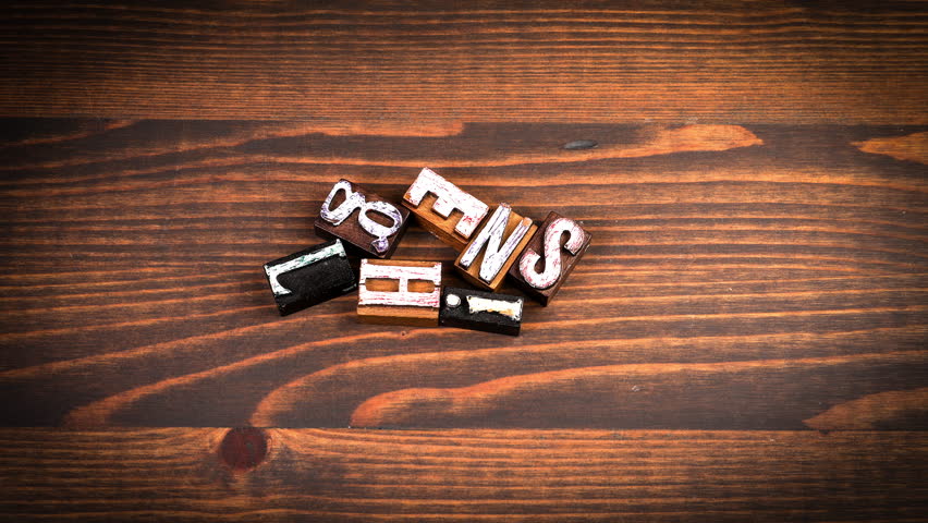 English. Text formed from moving letters, stop motion, 4K