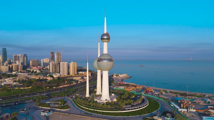 Kuwait Towers and Skyline Aerial View