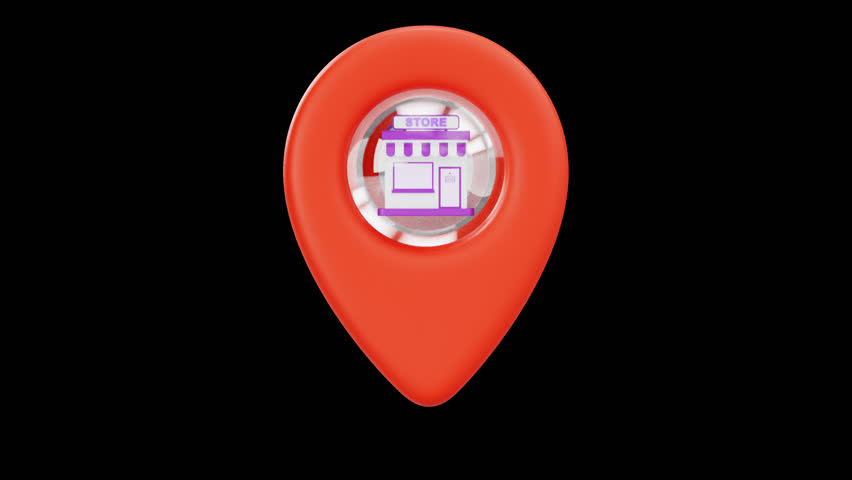 3D Location Pin with Store Icon
