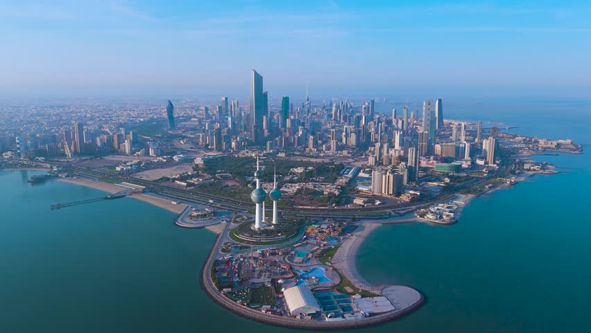 Kuwait Towers and Skyline Aerial View