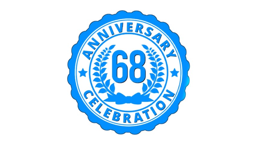 68 years anniversary celebration badge, 68th anniversary logo animation high quality.