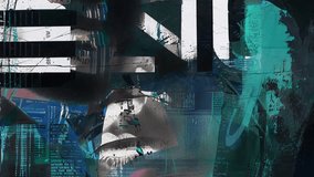 Dark teal-and-white grunge background with bold geometric overlays, distressed paint textures, scratches, and cinematic poster-style industrial composition - Powered by Shutterstock - Get 15% off with code: PIKWIZARD15