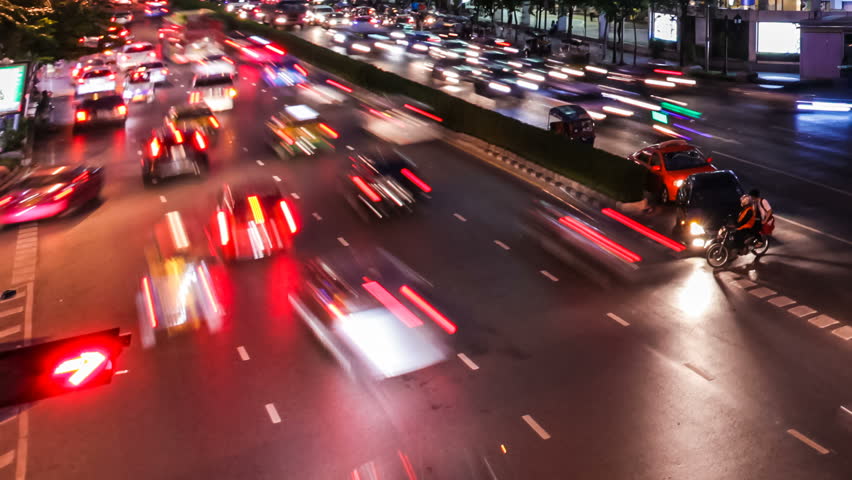 Timelapse of night traffic in Bangkok, Thailand