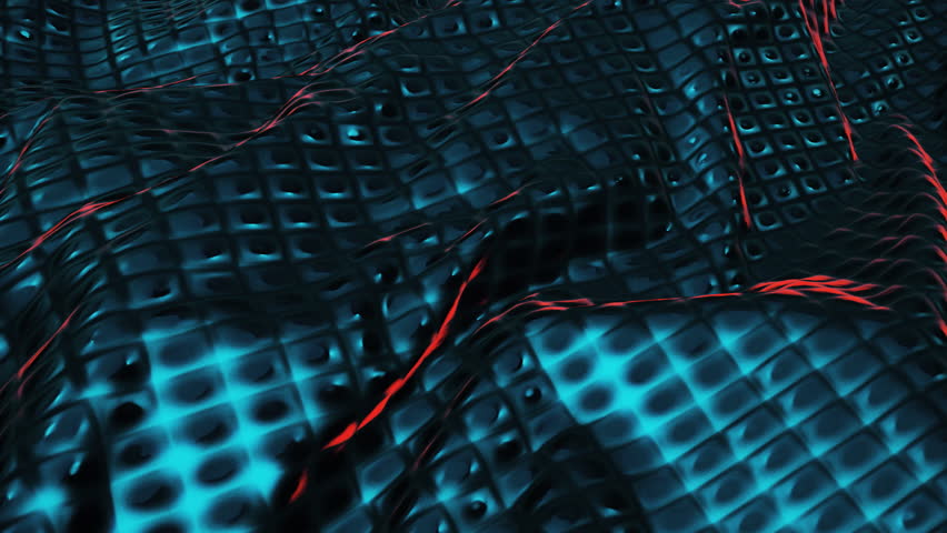 Undulating teal cloth with a grid of raised squares, creating a quilt-like texture
