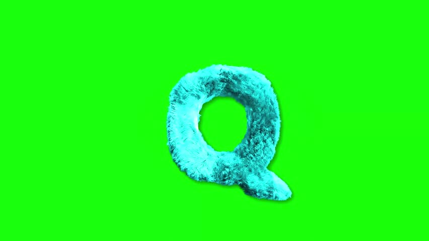 Cyan Color Animated Fluffy Letter A to R in Green Screen