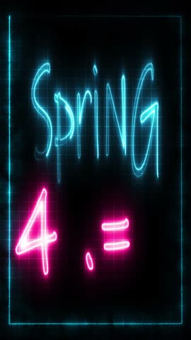 vertical Spring Sale blue and pink Neon sign display. 3D Illustration