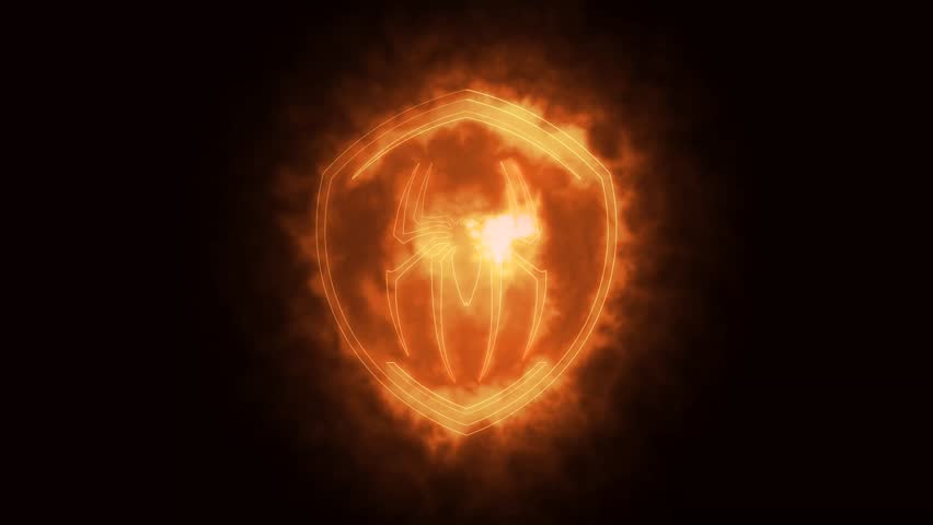 spider logo with fire effect green screen background