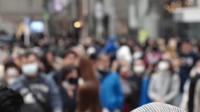 SHIBUYA, TOKYO, JAPAN - MAY 2023 : Back shot and crowd of people at SHIBUYA SCRAMBLE CROSSING. Japanese people, urban city life, travel and tourism concept video in 4K. Shot in daytime. - Powered by Shutterstock - Get 15% off with code: PIKWIZARD15