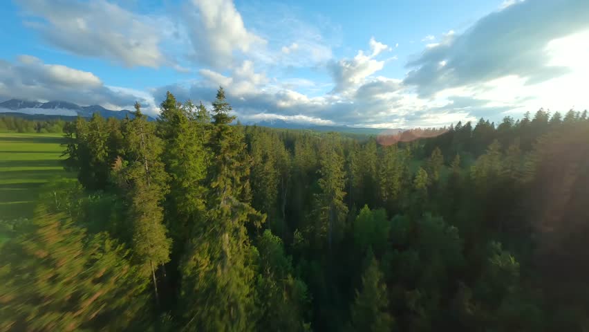 The breathtaking aerial view of beautiful Tantra mountains and landscape around