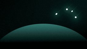 Meteors streak across the sky above a dark planet. - Powered by Shutterstock - Get 15% off with code: PIKWIZARD15