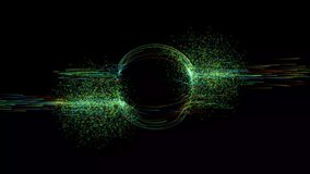 Abstract green ball of electric light energy particles sphere orb pixelated animation. Digital green circle wire frame technology portal background stock video. - Powered by Shutterstock - Get 15% off with code: PIKWIZARD15