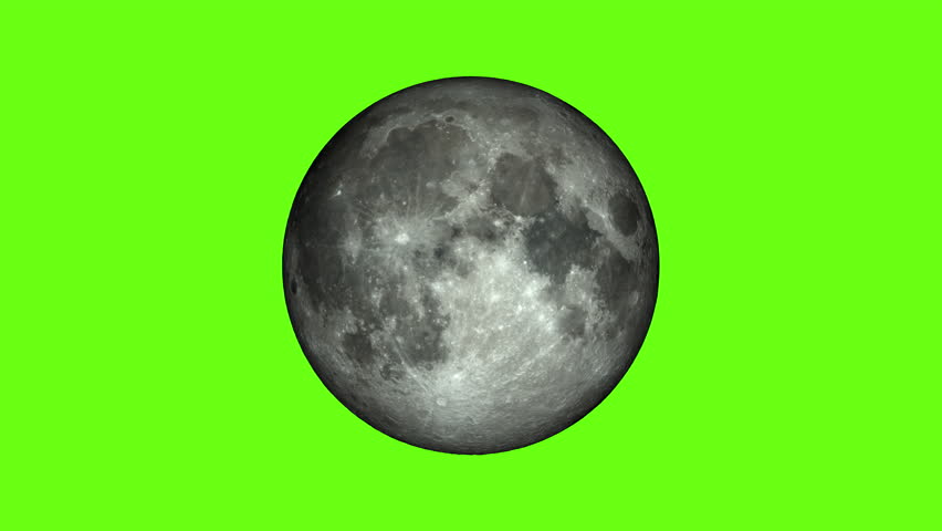 Rotating Moon. Seamless loop. Embedded transparency. Green screen, chromakey