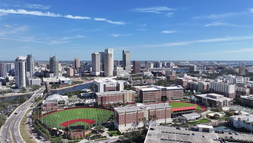 Tampa Skyline At Tampa In Florida United States. Downtown Cityscape. Corporate Buildings Background. Tampa At Florida United States. High Rise Buildings. Business District.