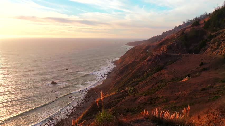 Bodega Bay Bolinas Sonoma Coast State Park rugged windy Pacific Ocean scenic coastal highway California aerial drone vibrant golden sunset Fort Ross Redwood Point Reyes Big Sur Salmon Creek upwards