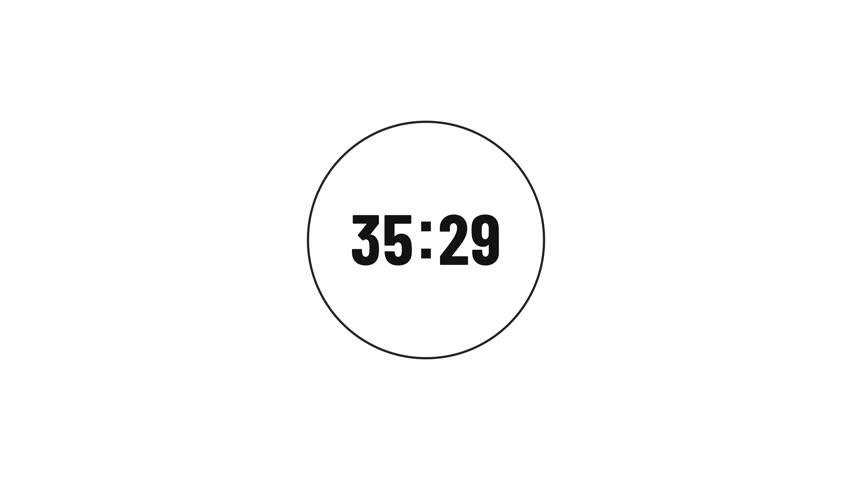 36 seconds countdown timer  animation, on white background. 36 sec countdown stopwatch clock icon 4k video.