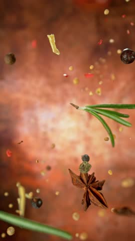 Super Slow Motion Shot of Flying Mix Spices . Filmed on high speed cinema camera , 1000fps .