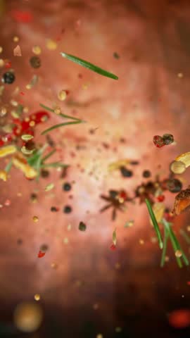 Super Slow Motion Shot of Flying Mix Spices . Filmed on high speed cinema camera , 1000fps .