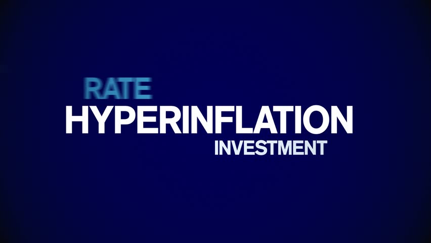 Hyperinflation animated word cloud,text design animation tag kinetic typography seamless loop. 