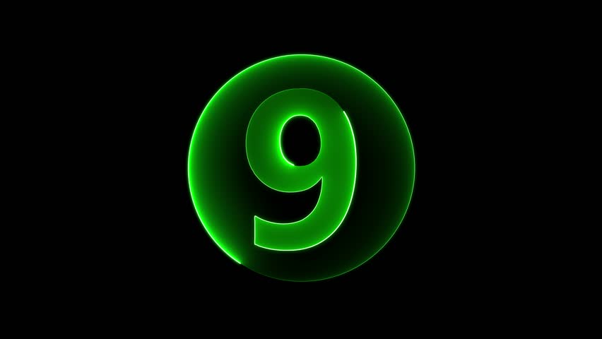 9 Number. Five electric lighting text with fire animation on black background. 9 Number.9 electric lighting text with fire animation, Bright neon glowing number 5, seamless loop ...